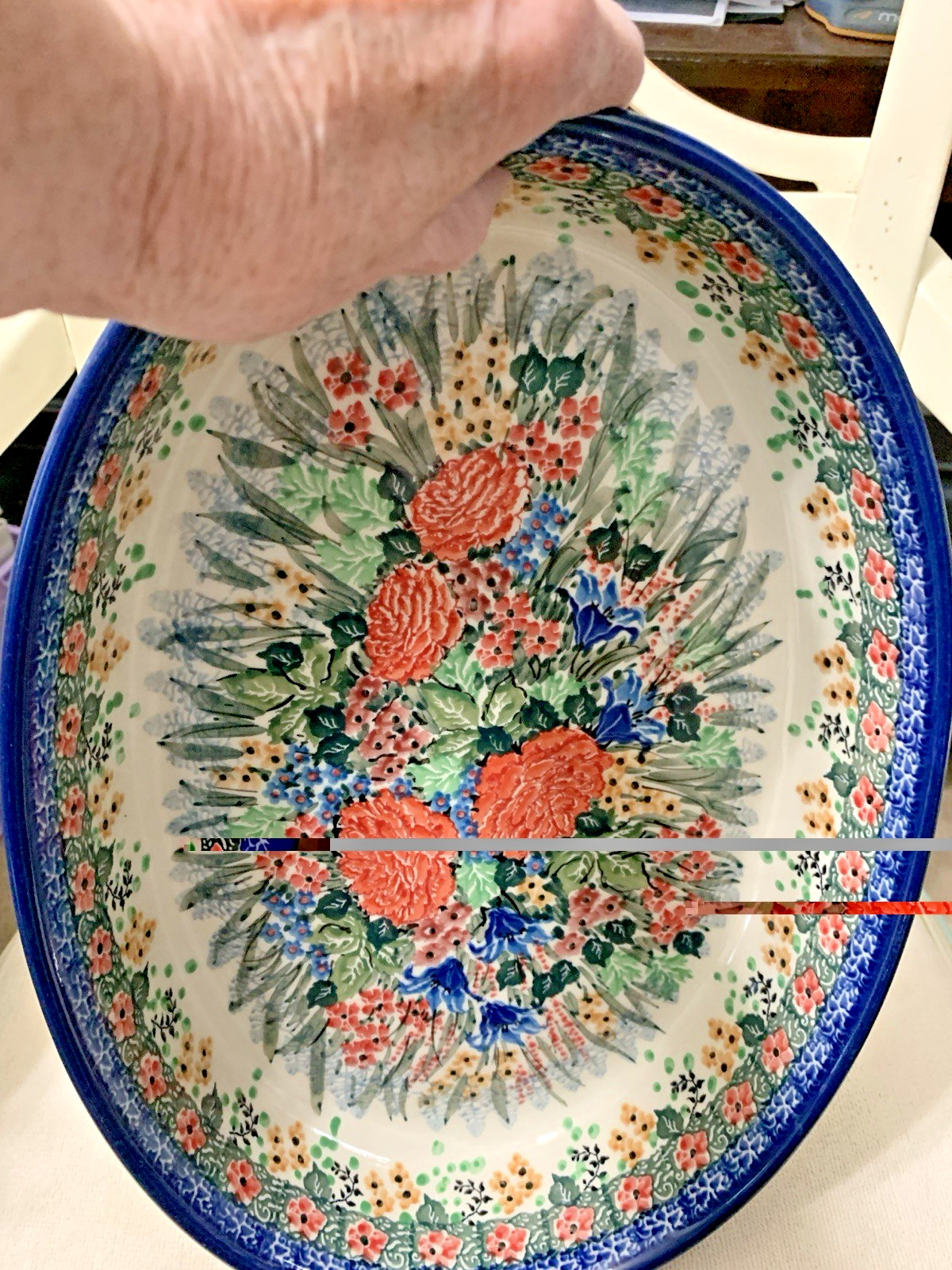 Polish Pottery Roaster Oven Set, Hand Painted And Signed By The Artist In Poland