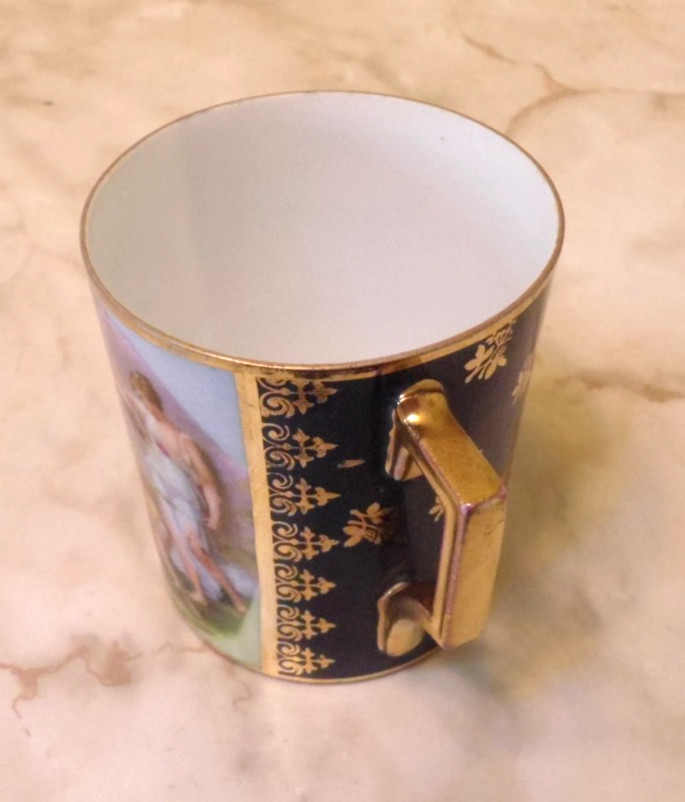 NeoClassical Royal Vienna Style Victoria Carlsbad Austria Cup w Etruscan Handle