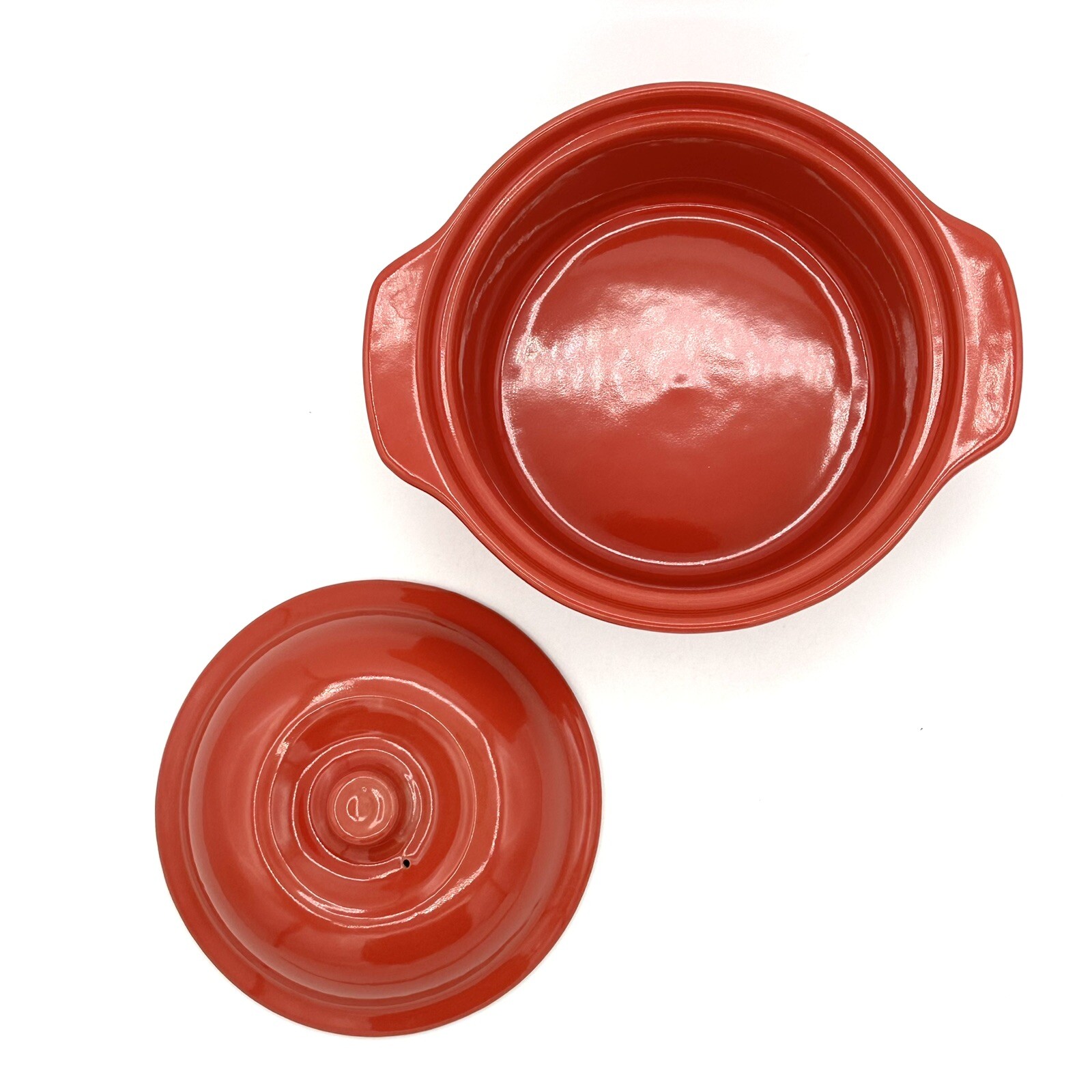 Cerutil Red Made In Portugal Stoneware Crock with Lid 6.25 X 3 Inches
