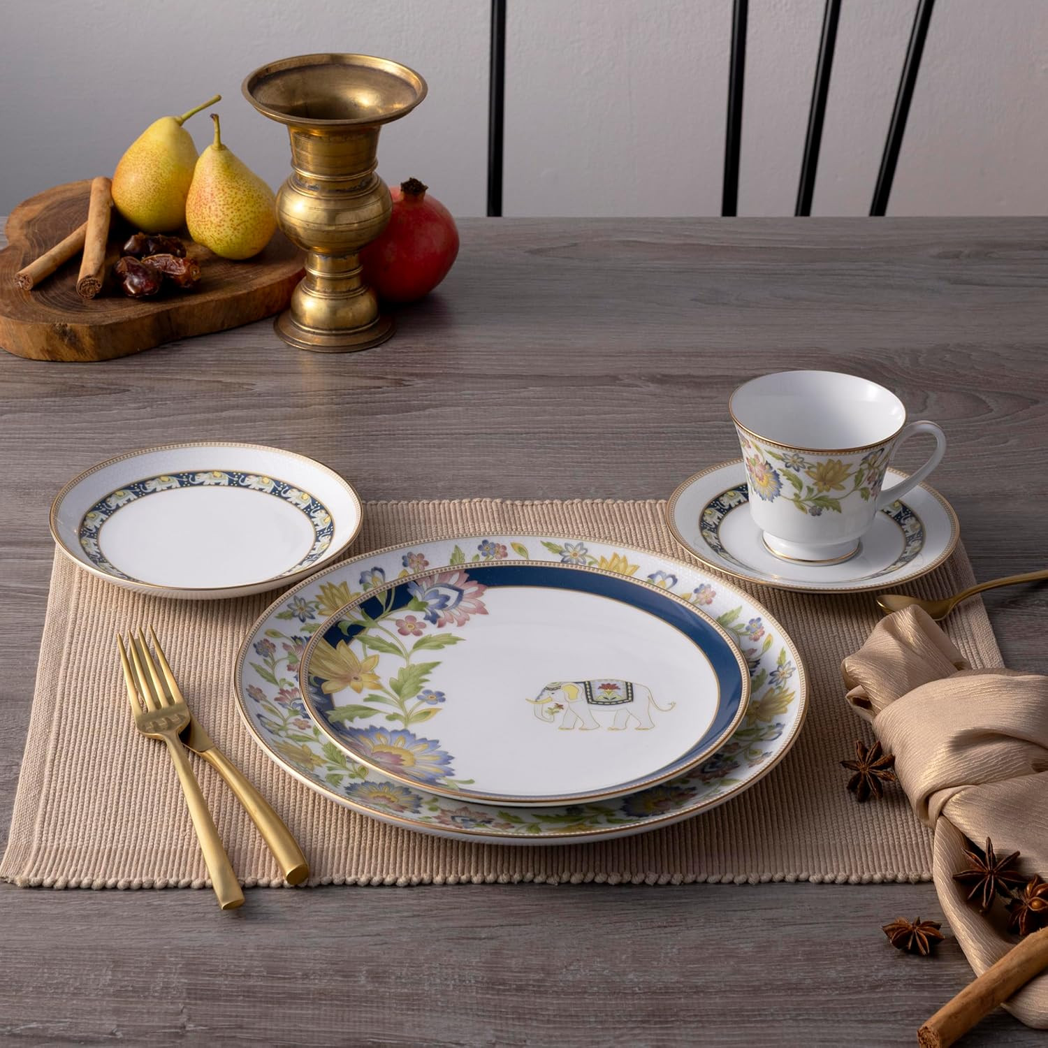 Tusker Garden 5-Piece Dinnerware Set – Elegant Dining for One