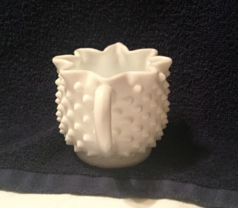Vintage Fenton Hobnail White Milk Glass Star Sugar Bowl & Creamer #3906 Lovely