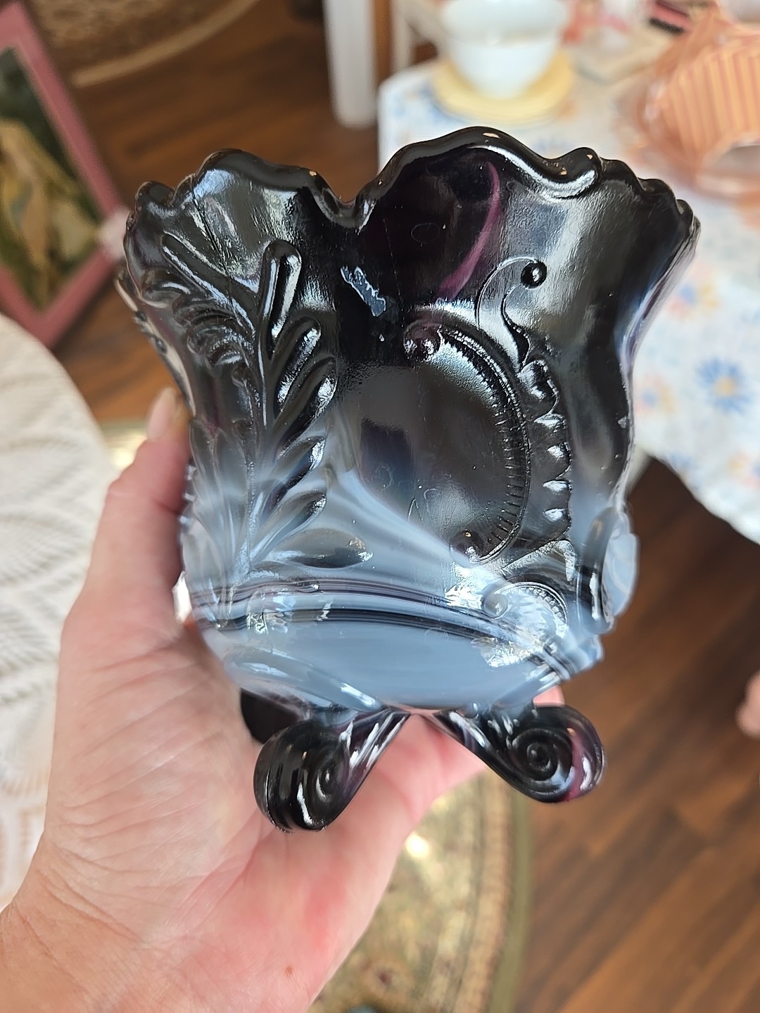 Imperial Vintage Purple Slag Glass Candy Dish Lidded Dish EXC
