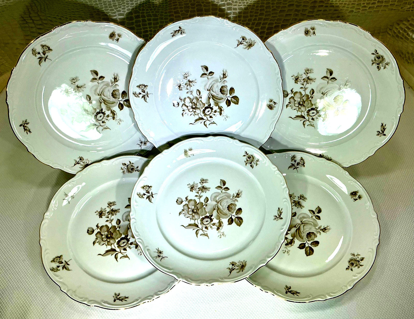 Mitterteich Charming Barbara 10 1/2” Set of 6 Dinner Plates 1949-1959 Germany