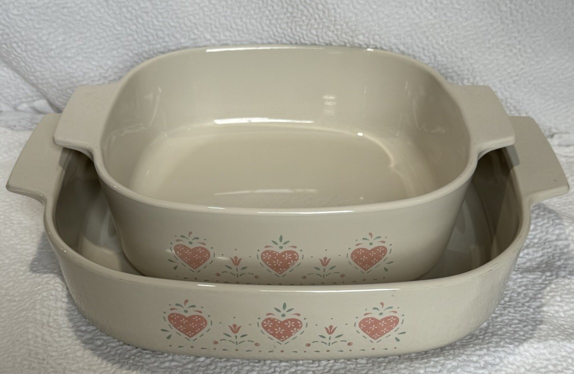 Corning Ware Vintage 2 Casseroles Forever Yours A 2 B And A 10 B No Lids 1990s