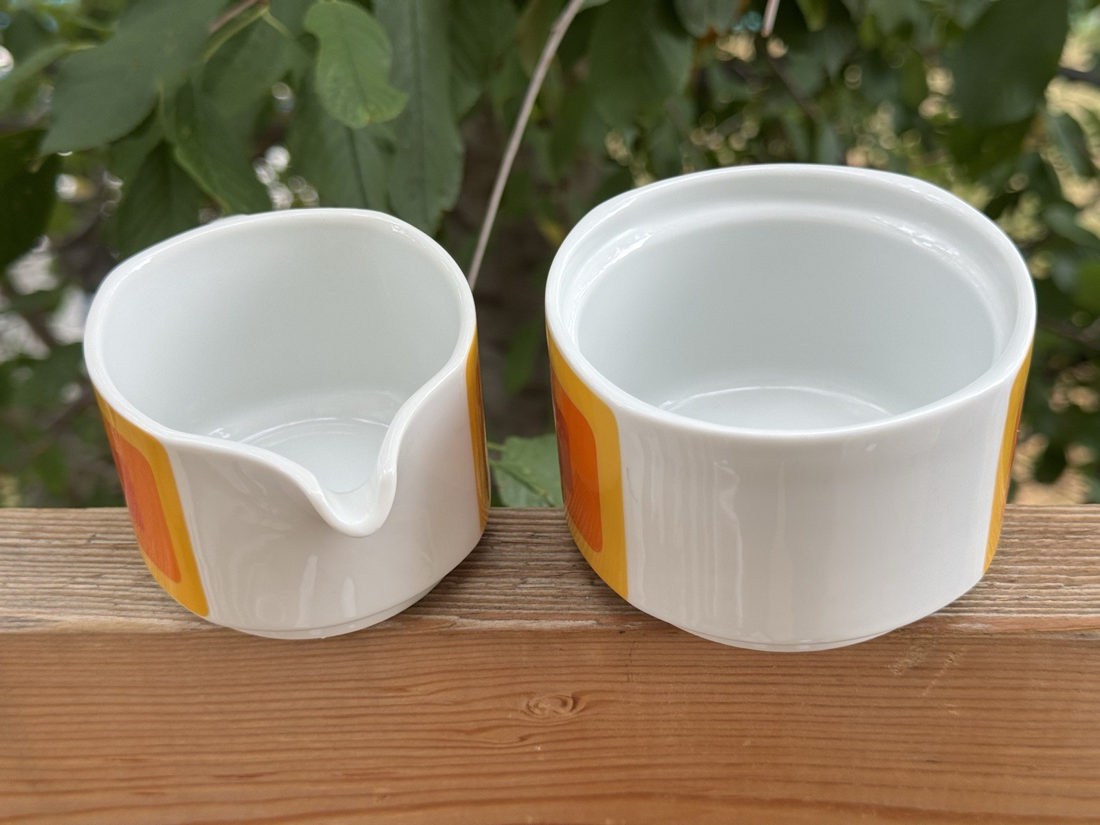 Vintage Rosenthal Studio Line Wolf Karnagel MCM Creamer & Sugar Pot Set Orange