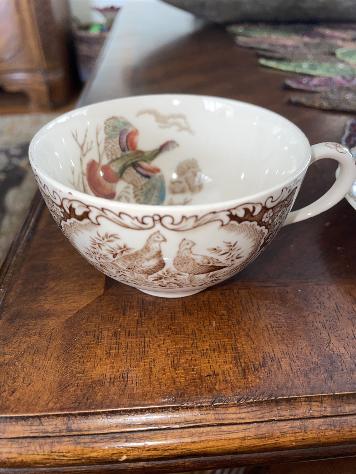 Johnson Brothers Wild Turkeys Native American Windsor Ware Teacup and Saucer