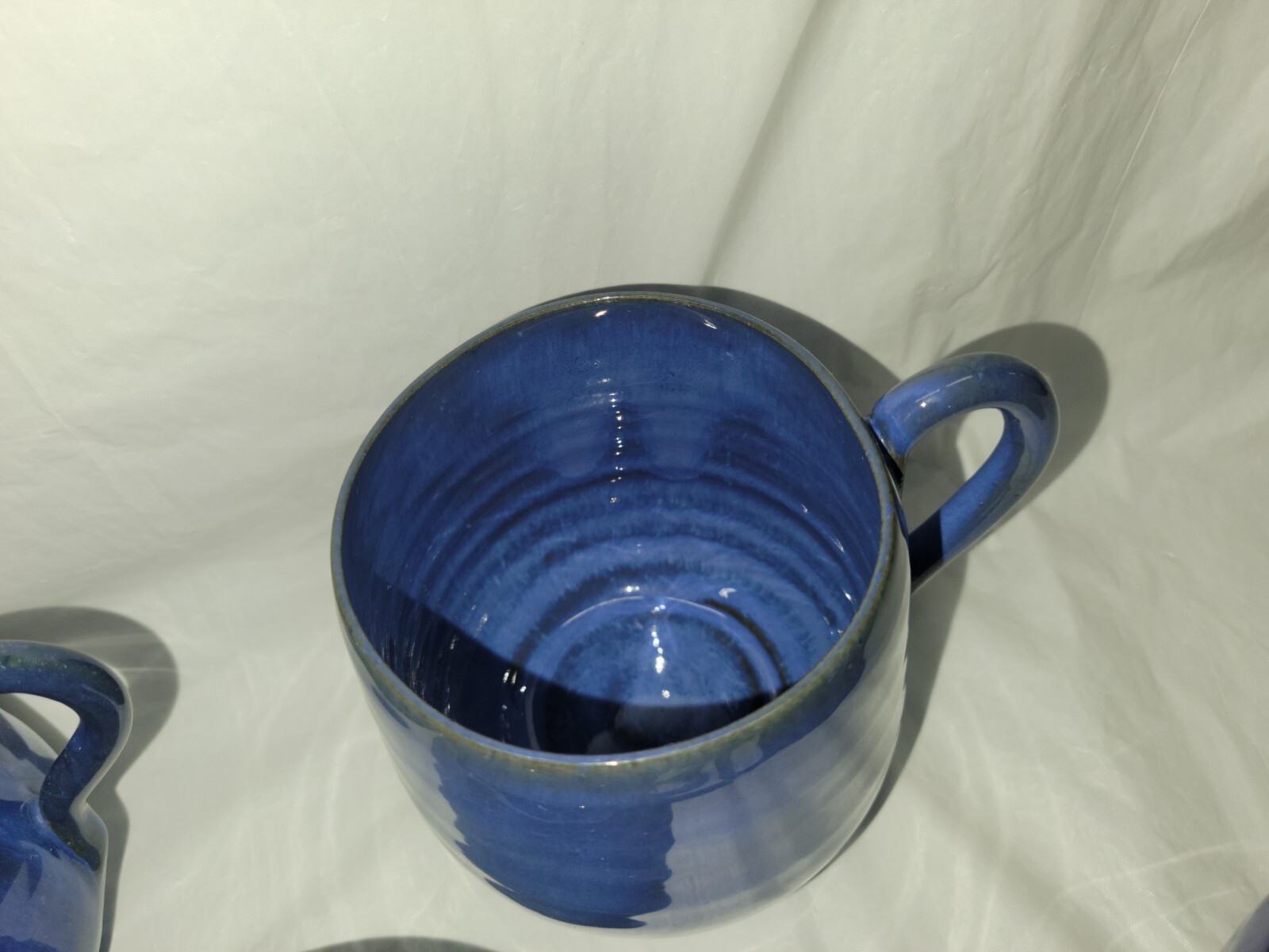 North Carolina pottery COLE POTTERY 9 cup and mug set blue glaze 4807
