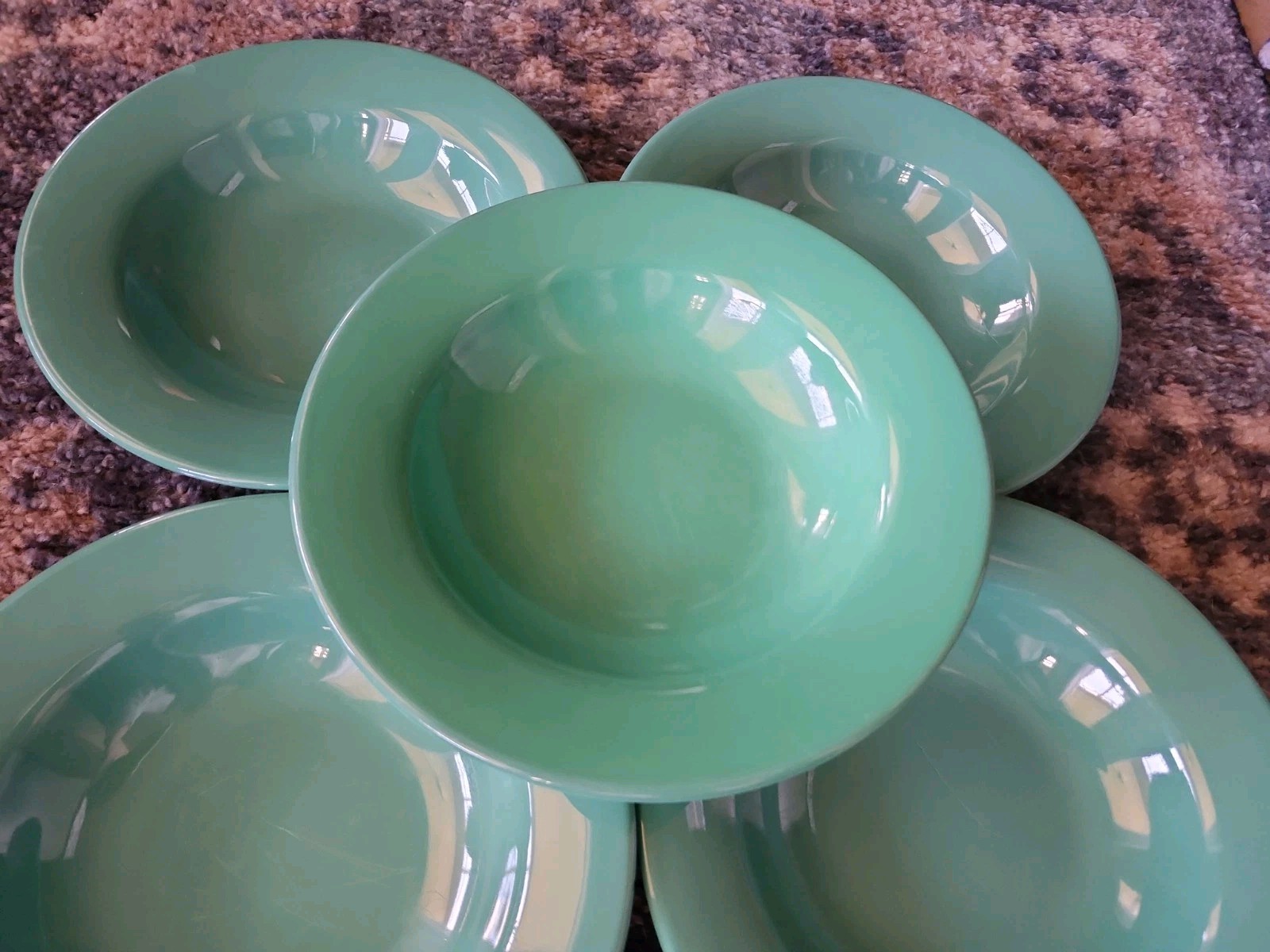 Lot Of 5 Thunder Group Wide Rim 7 5/8 In Melemac Bowls Green Cereal Soup