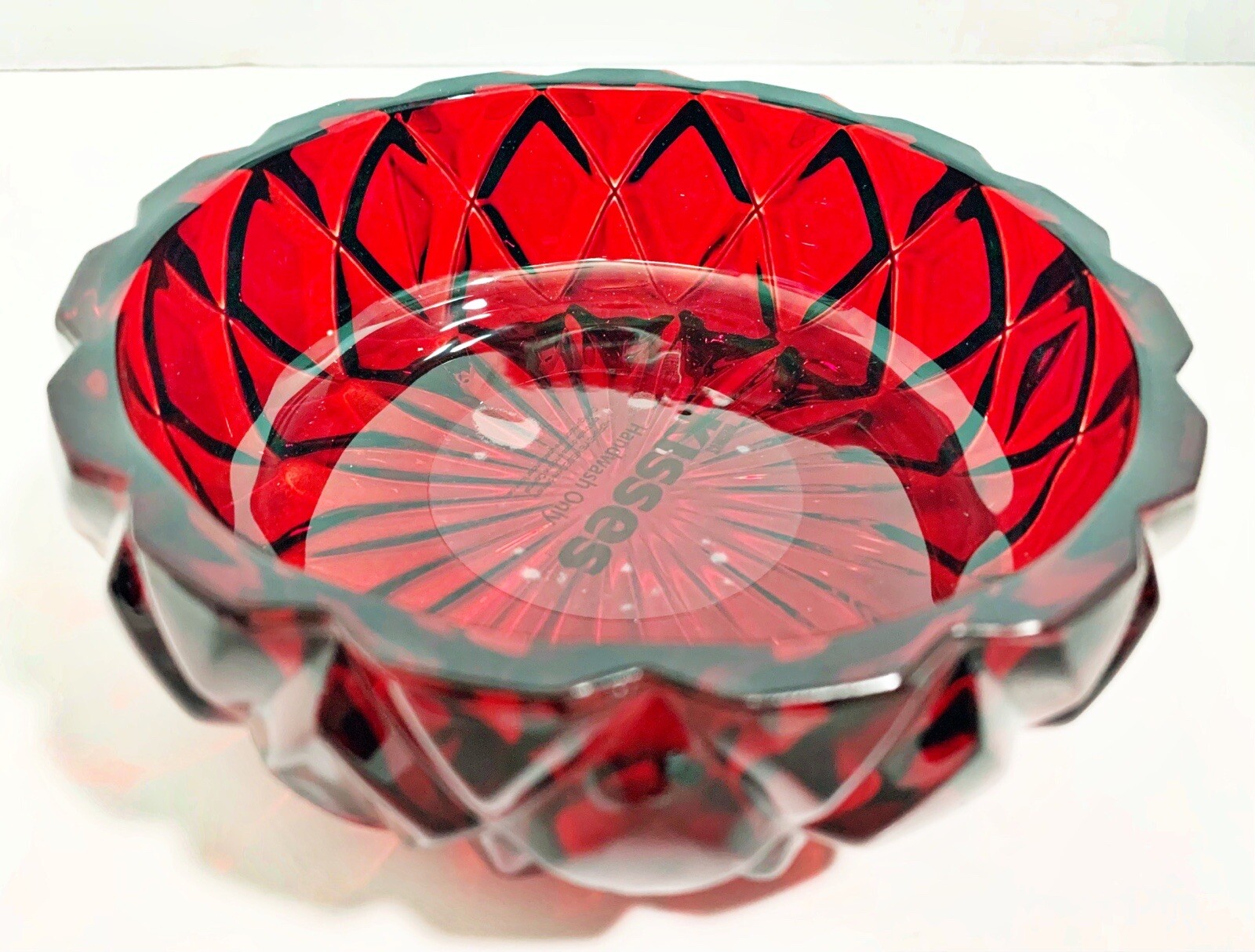Hersheys KISS Shape Candy Dish Shannon Crystal Ruby Red Trinket W/ Lid Box