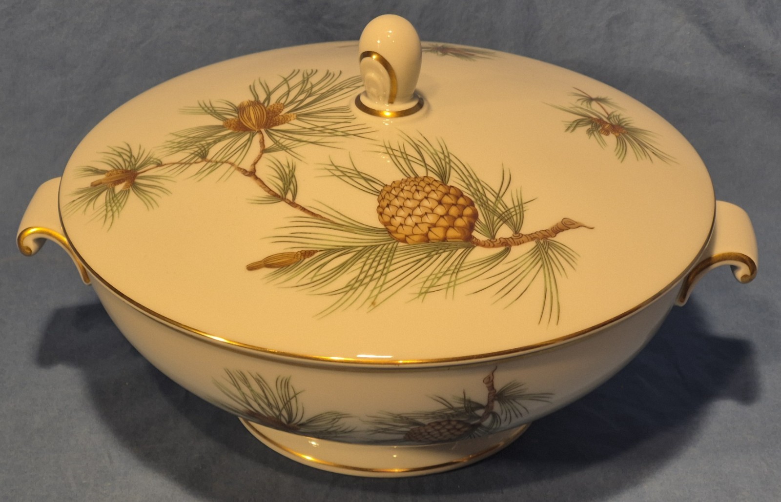 Rosenthal Aida PINE NEEDLE 9″ Round Vegetable Bowl w/ Lid, Germany EUC
