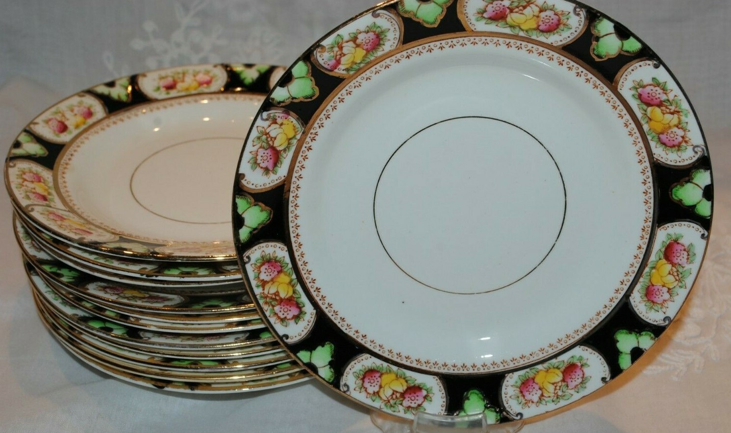 VINTAGE STANDARD CHINA IMARI LOT 6 B&B SIDE PLATES COBALT BLUE RUST ENGLAND