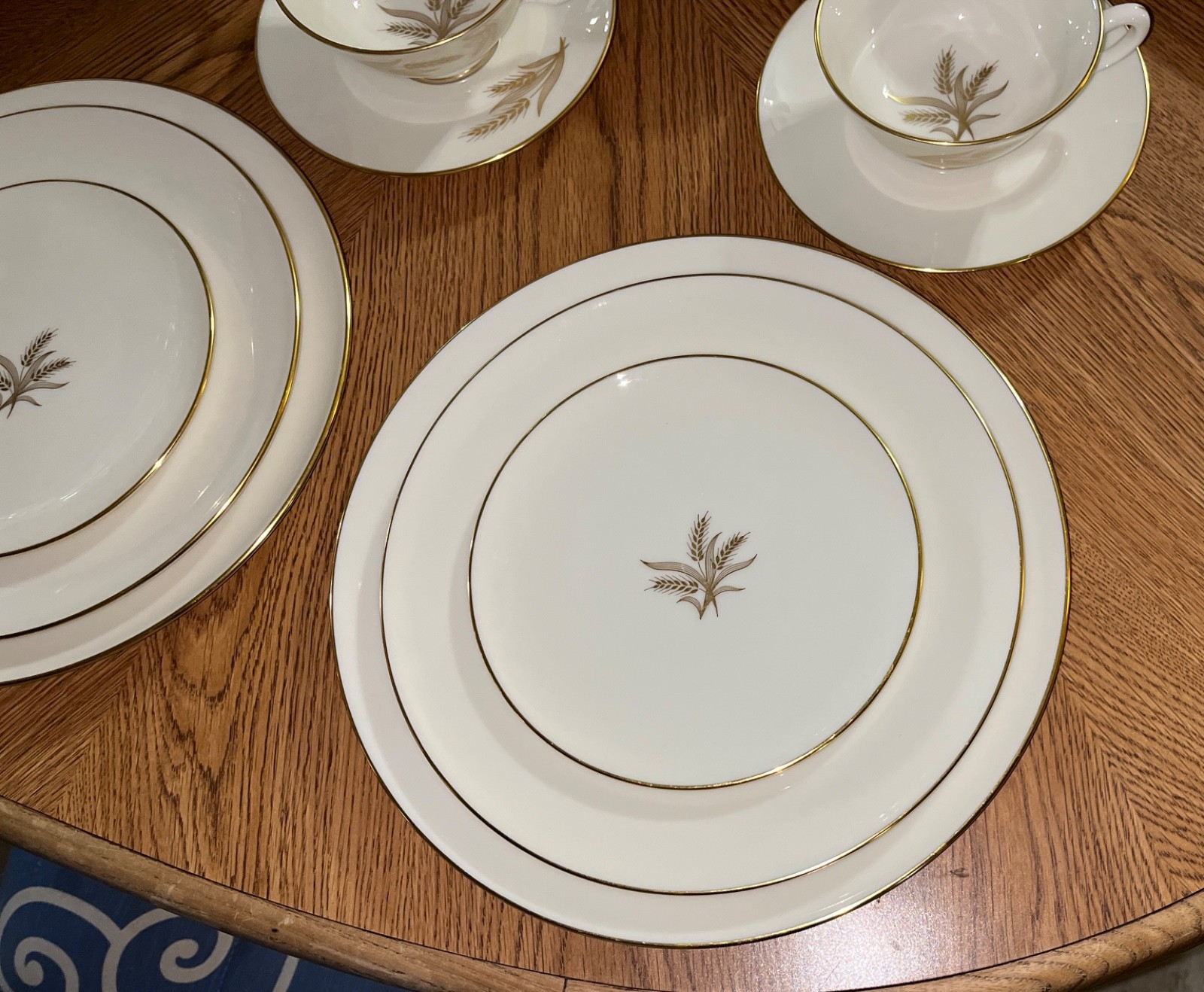 VTG 70 Pcs Wheat by Lenox MCM Ivory Porcelain Dinnerware Platter 24k Gold R 442