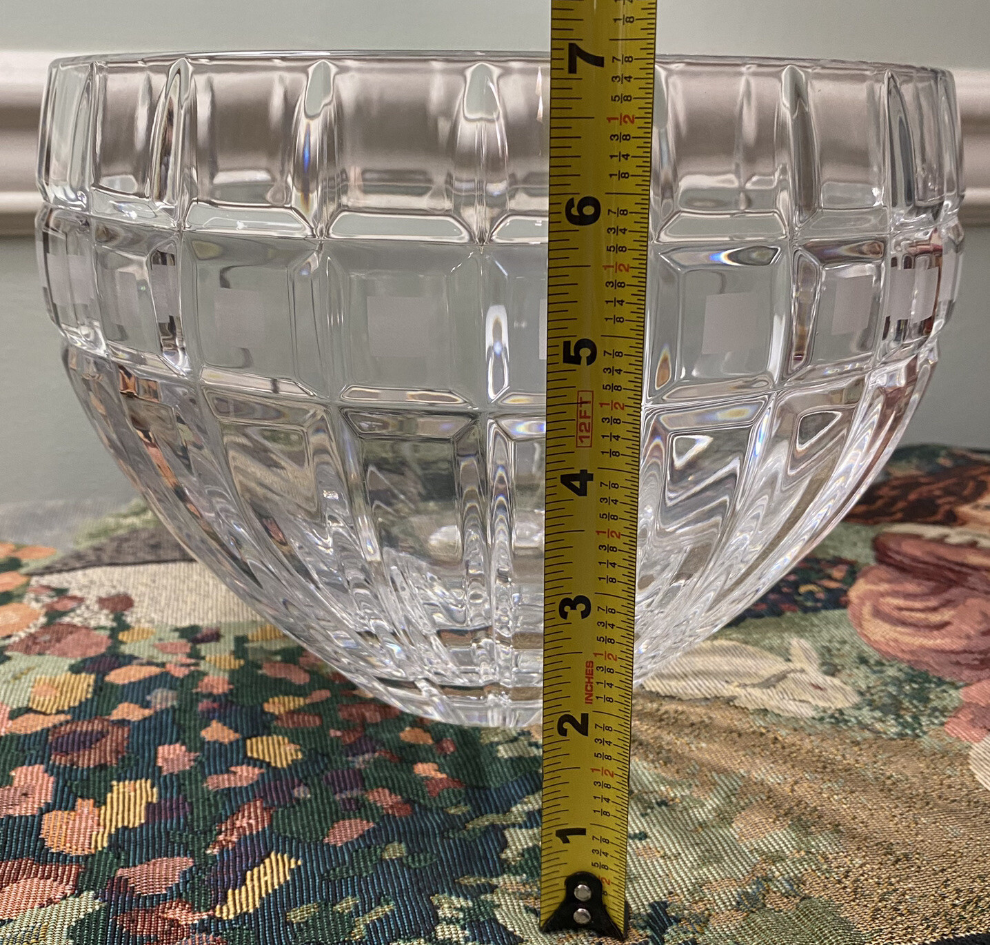 Waterford Marquis 10” W QUADRATA Lead Crystal Bowl Etched Frosted Squares POLAND