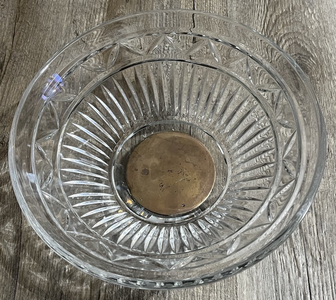 Vintage Maitland-Smith Neoclassical CrystalBowl Brass Hollywood Regency Germany