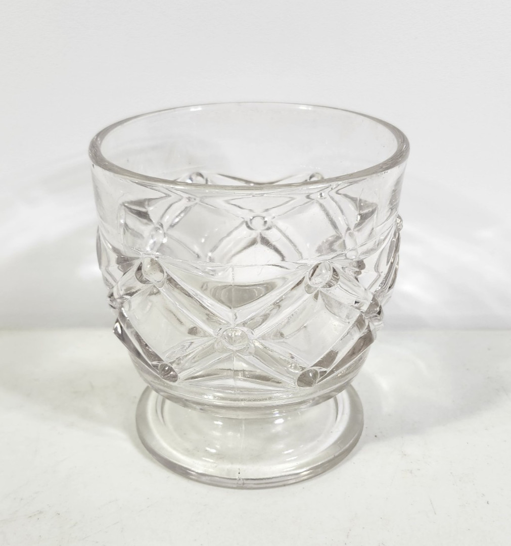 Antique Pressed Spoon Holder Glass Spooner 4.5″ Dish Home Decor