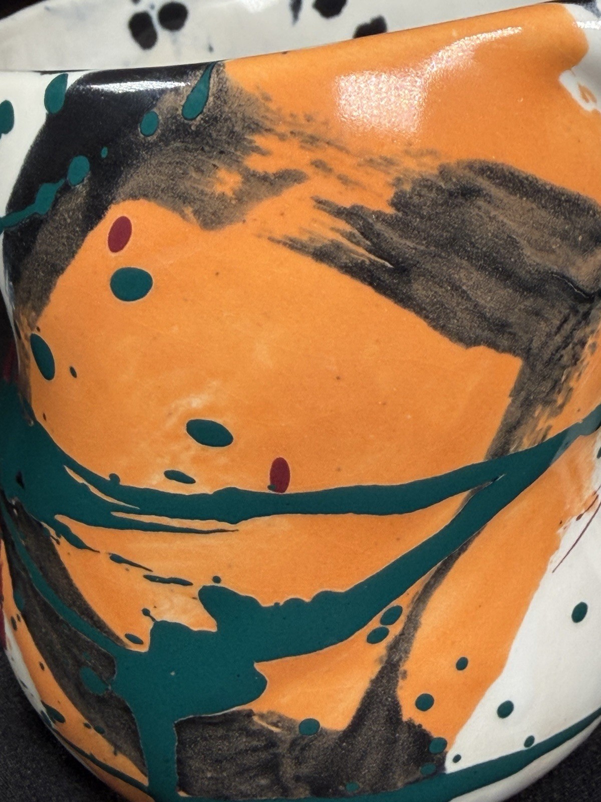RARE CHARLES NALLE Studio Art Pottery Mug ABSTRACT Contemporary Splatter Multi