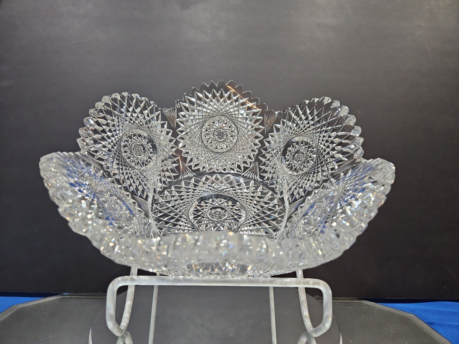 Extra Thick Bowl c.1900 American Brilliant Period Cut Glass Crystal Krantz Smith