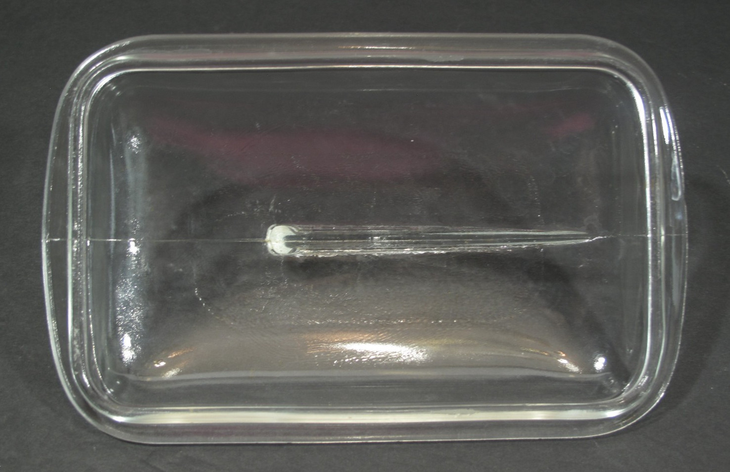 VTG Glasbake With Fin Lid~Clear Refrigerator Dish Made In USA 8 x 5 x 5.5 in