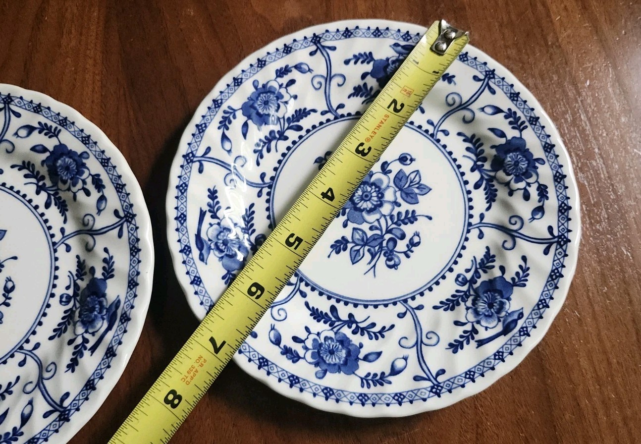 Johnson Brothers Indies Bread Plates Set of 2 6″ England Blue White Appetizer