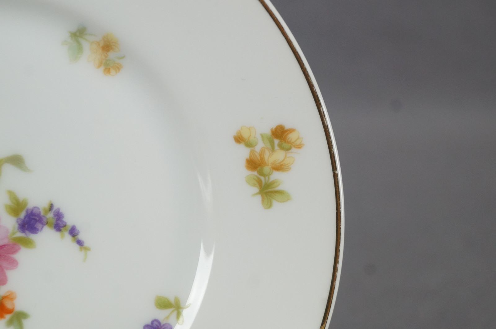 Pair of Rosenthal Dresden Flowers & Gold 6 1/8 Inch Bread Plates Circa 1901