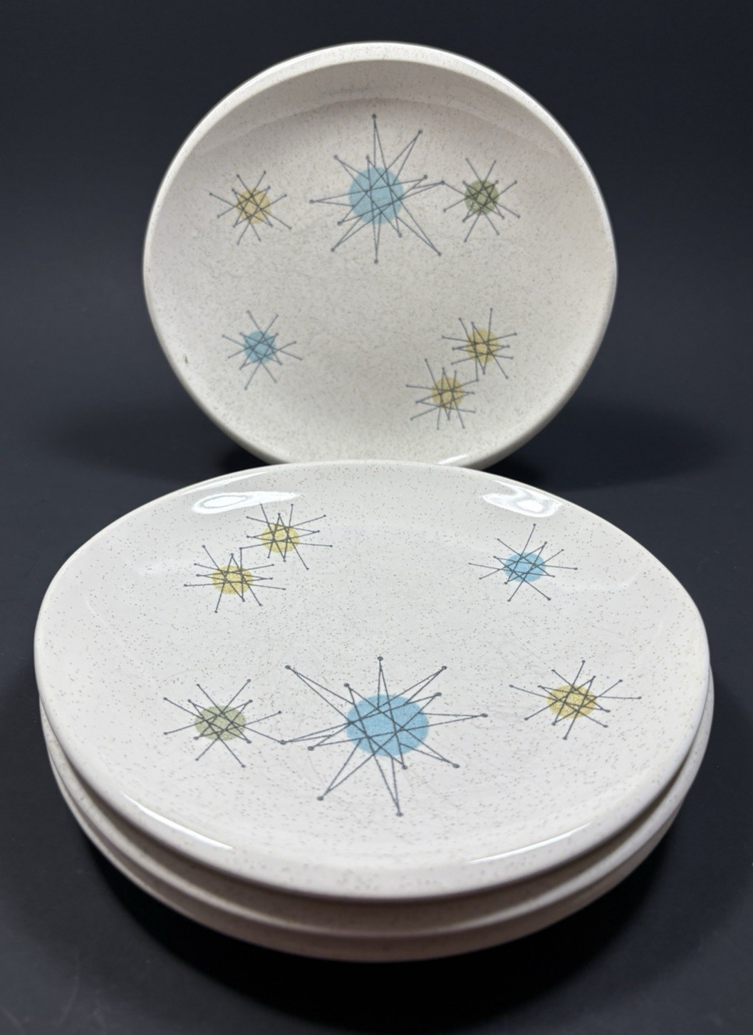 Vintage MCM Franciscan Starburst Atomic Space Age Design 6.25 in Plate Set of 4