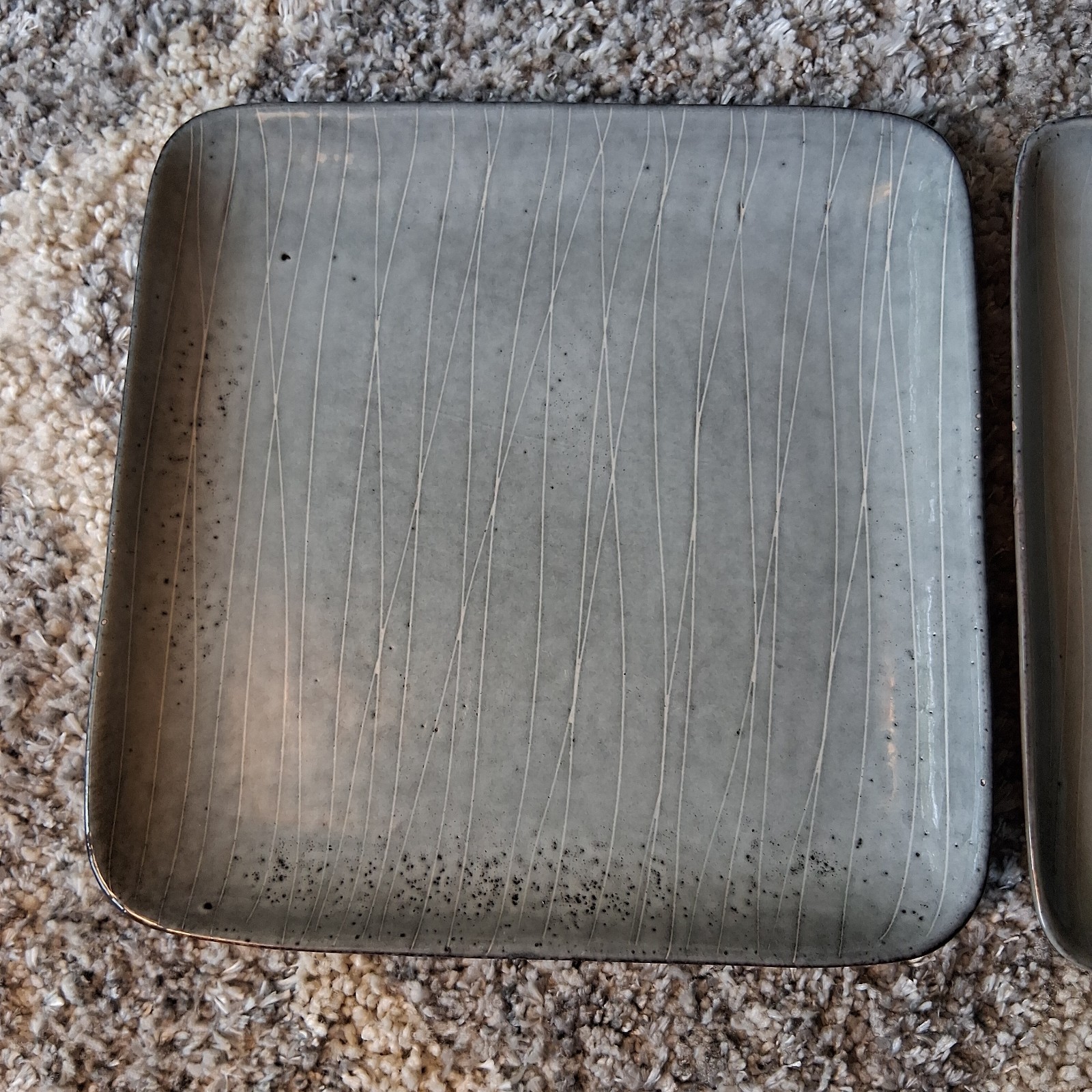 Project 62 Solene Blue-Gray Stoneware Set Of 2 Square Dinner Plates 10 3/8”
