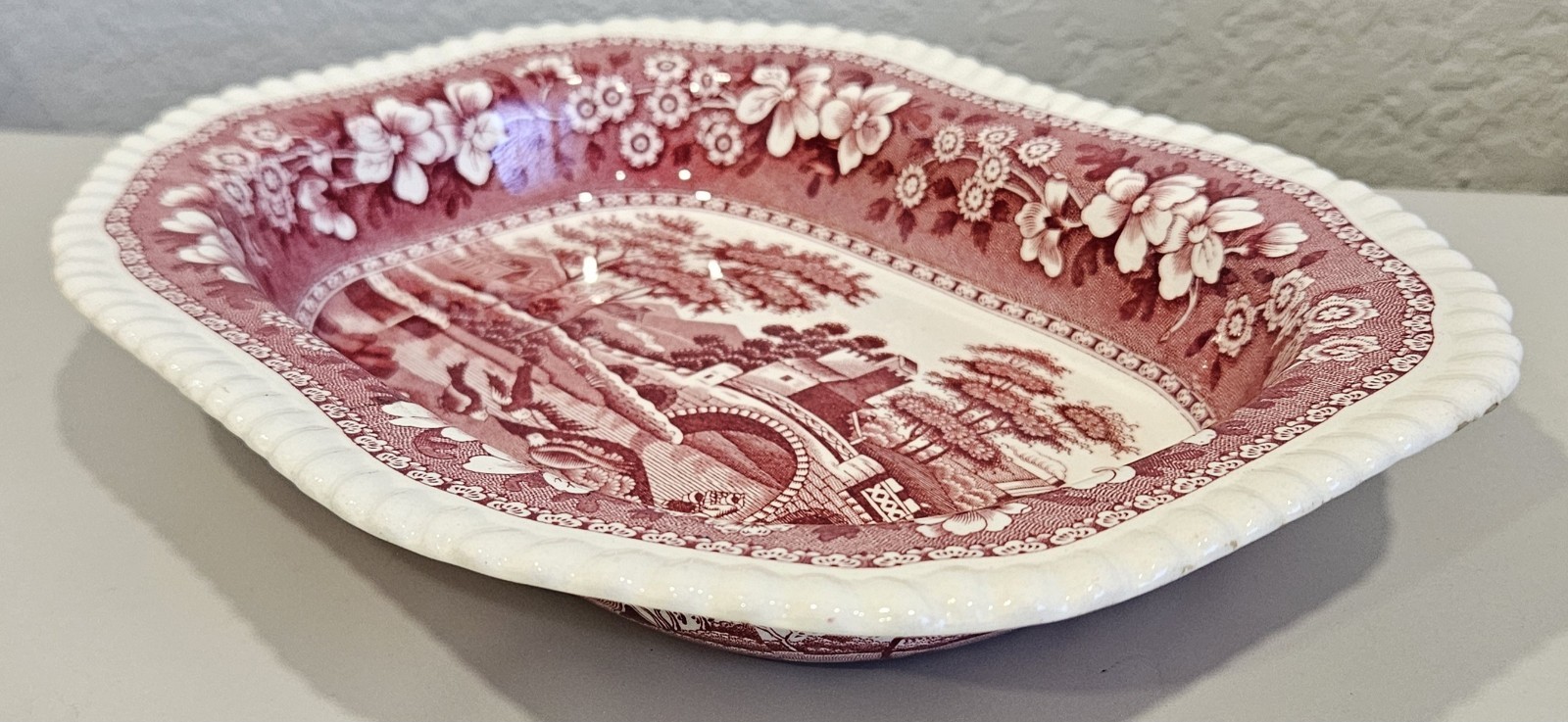Copeland Spode Tower Pink Small SERVING BOWL DISH 7.25”x9.75″ Old Mark England