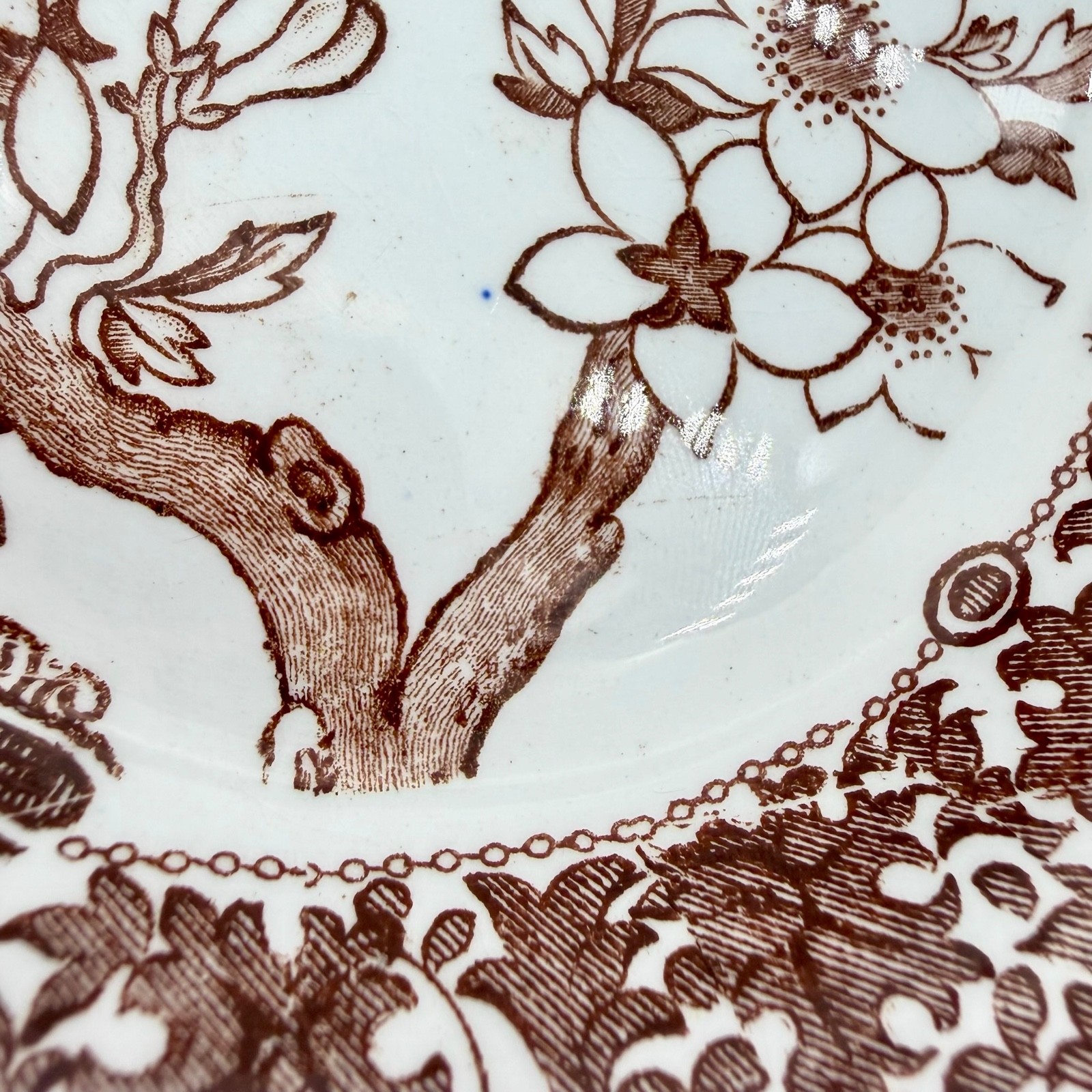 Antique Copeland Spode Aesthetic Brown Transferware Ship Small Platter Tray 1882