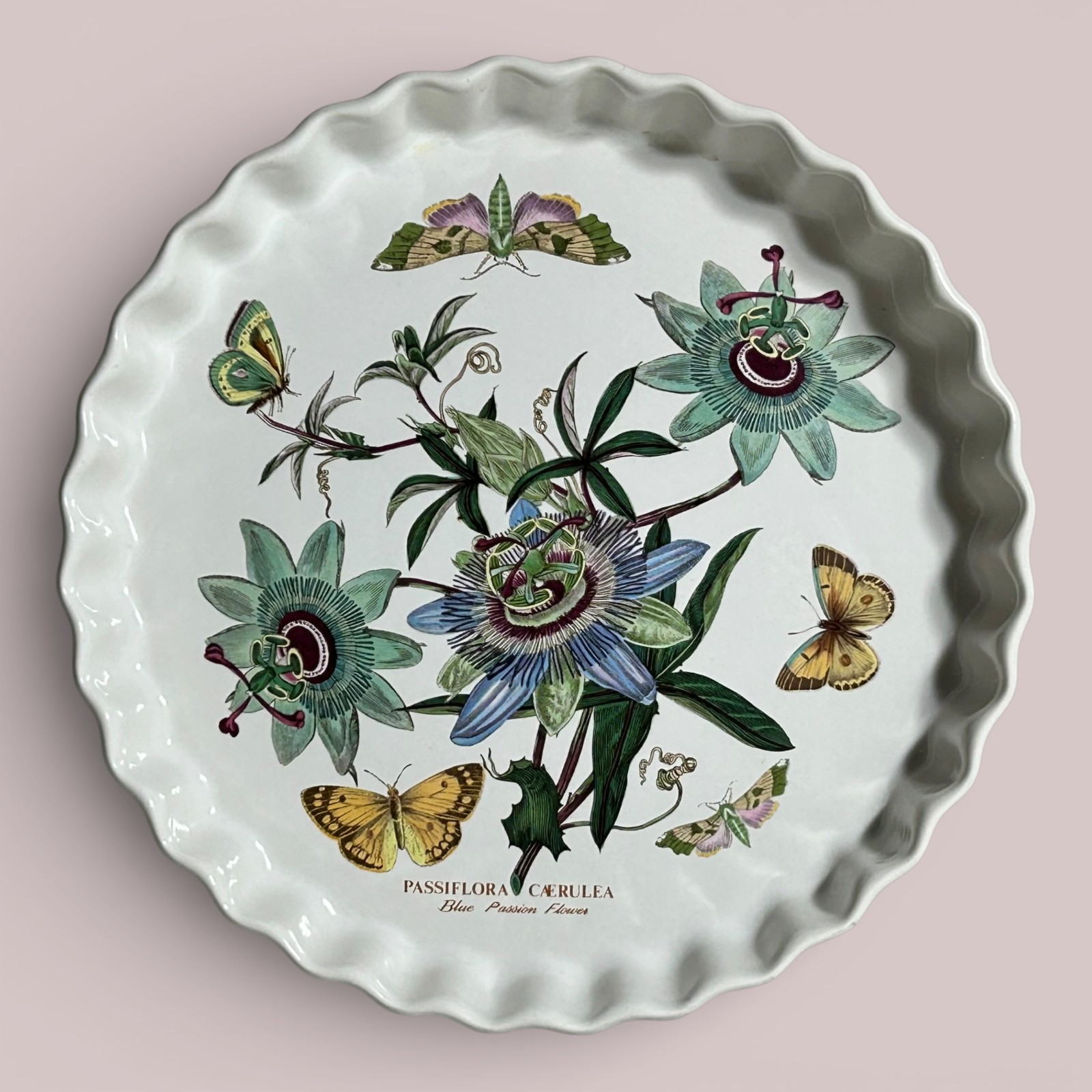 Portmeirion Botanic Garden Quiche Dish Passiflora Caerulea Blue Passion Flower