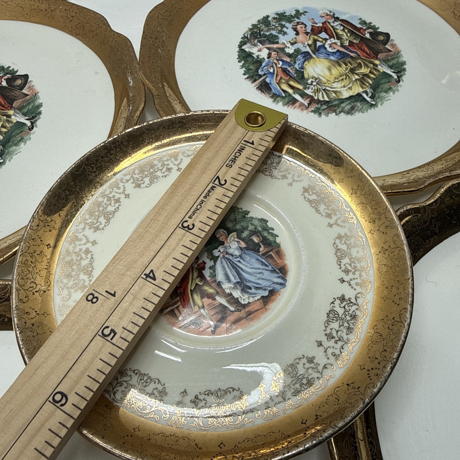 Vintage Sabin CREST-O-GOLD 22kGold Warranted 9In 4 Plates 5In 1 Bowl, Cup Saucer