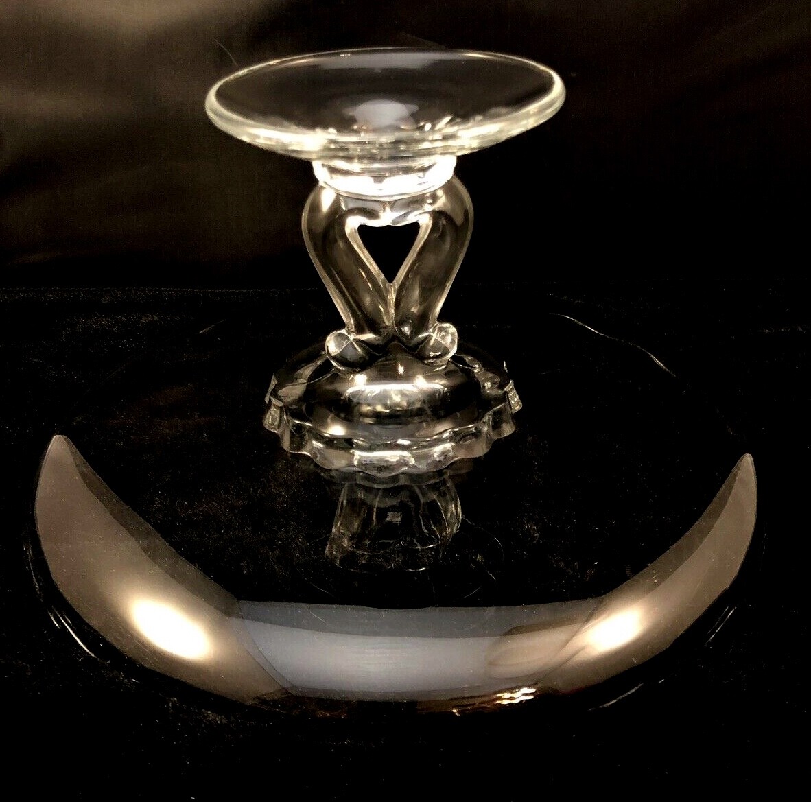 Viking Martinsville Princess Clear Heart Stem Pedestal Cake Plate 11″