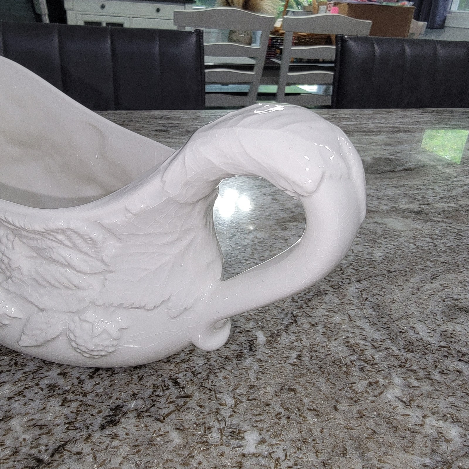 Vintage White Ceramic Grape Vine Gravy Boat Sauce Server Italy? Repair