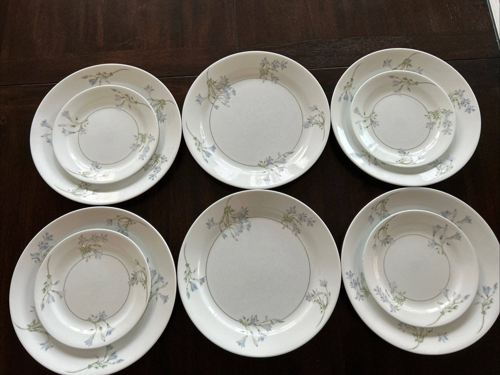 Vintage Corelle Corning Blue Dusk Set 6 Dinner Plates 10.25” & 4 Bread Plates