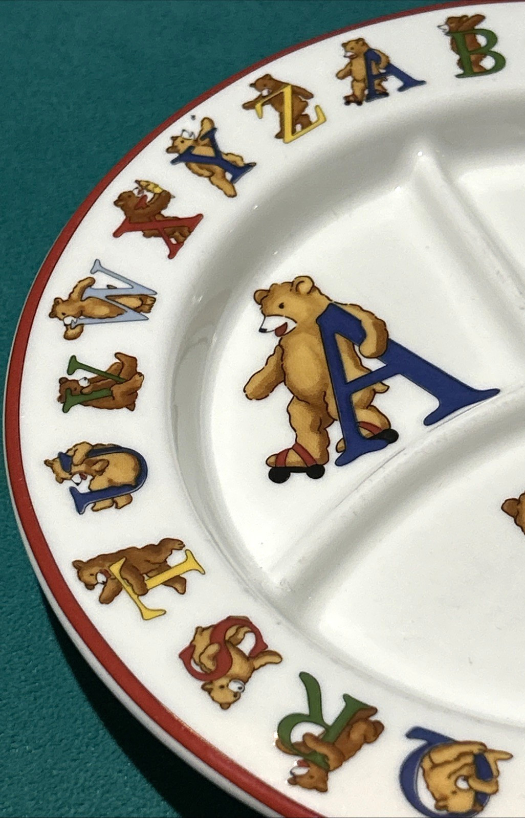 Tiffany & Co. ALPHABET BEARS 8-3/4″ Child’s Divided Plate, Dish EUC