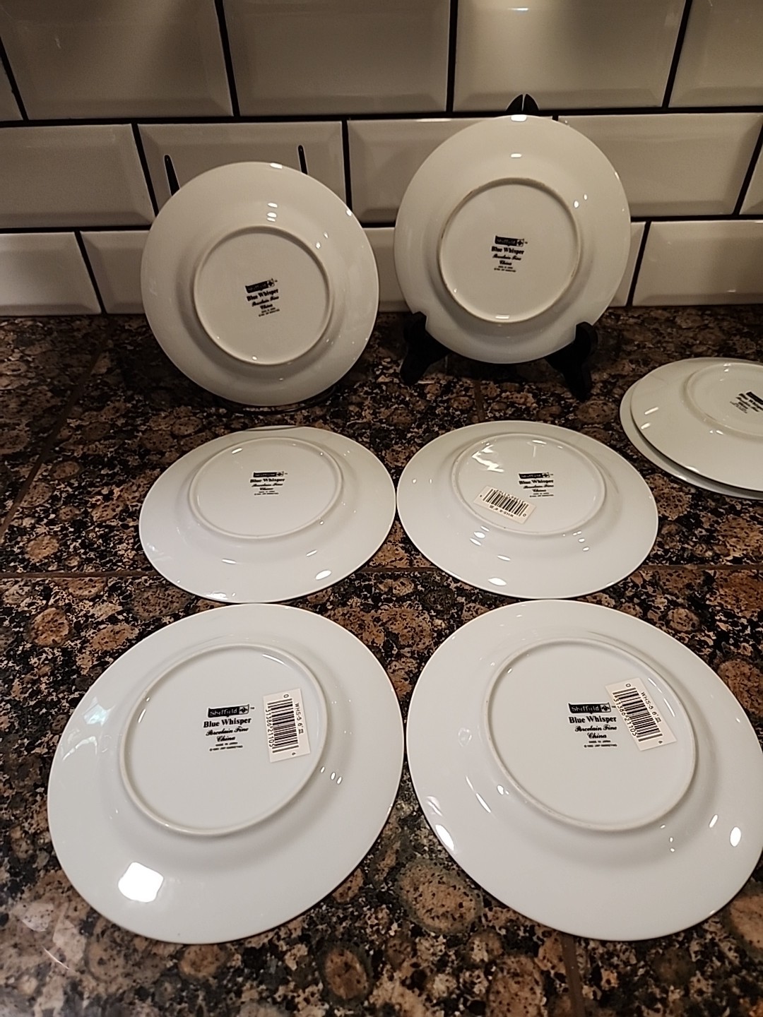 Sheffied Blue Whisper Fine China Set Of 8 (6) Bread Butter 6 3/8″ (2) Saucers 6″