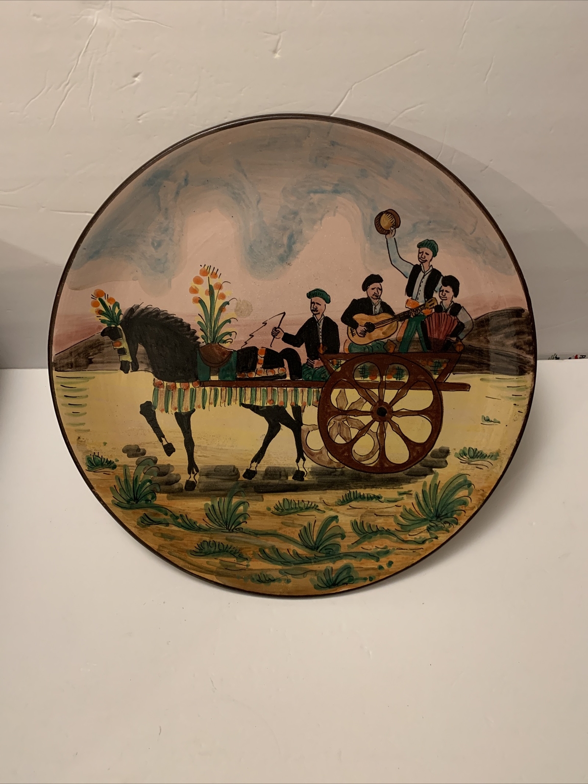 Santo Stefano Pottery Scaffidi Hand Painted Large Wall Hanging Plate Sicily 18”