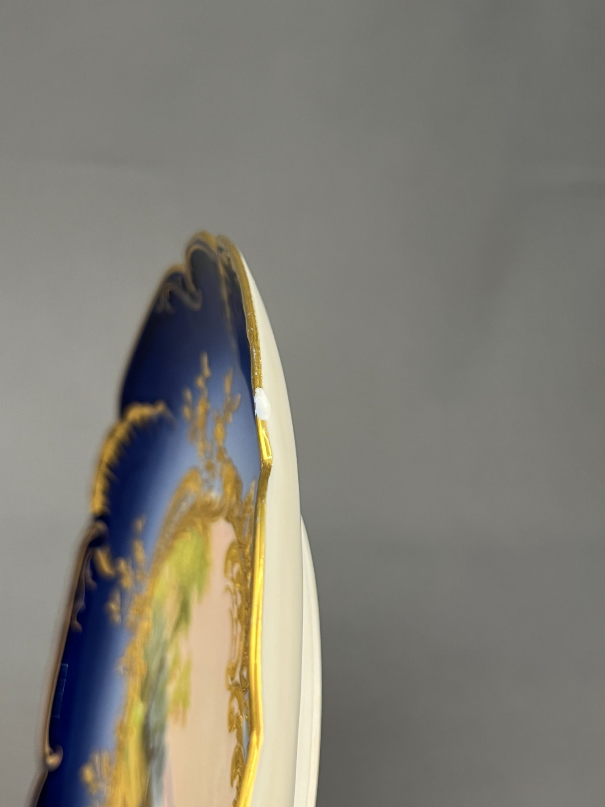 5 Haviland & Co. Hand-Painted 8 ½” Bleu de Four Gilt Fish Plates c. 1876-1899