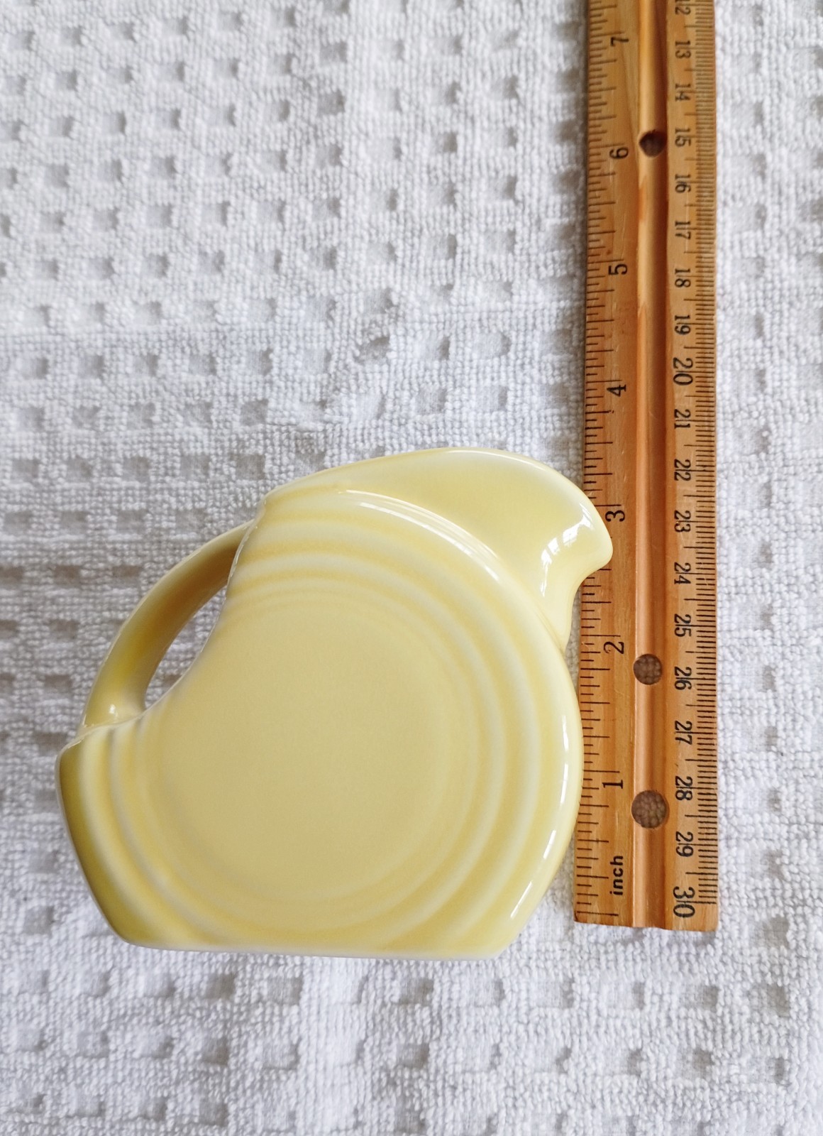 Vintage Small Fiesta Ware Light Yellow Disk Mini Pitcher Creamer 3”