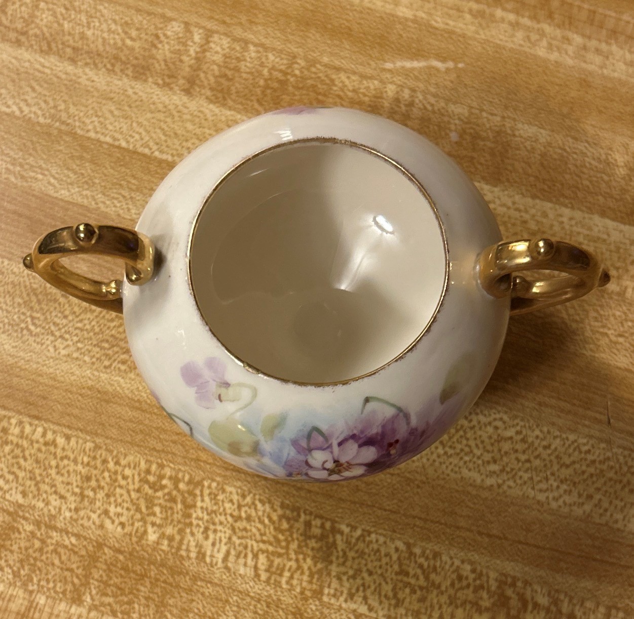 Antique Willets Belleek Floral Hand Painted Creamer & Sugar Bowl Set