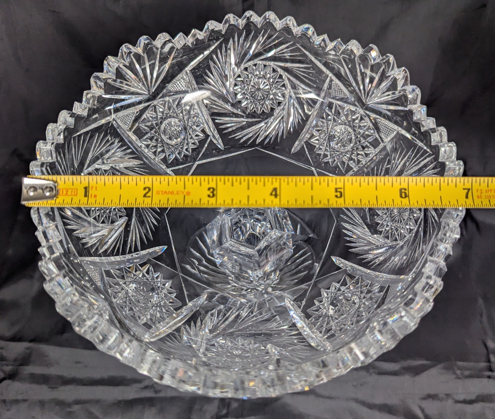 American Brilliant Cut Glass 1876-1916 Compote Stars Pinwheels Fans Zipper Stem