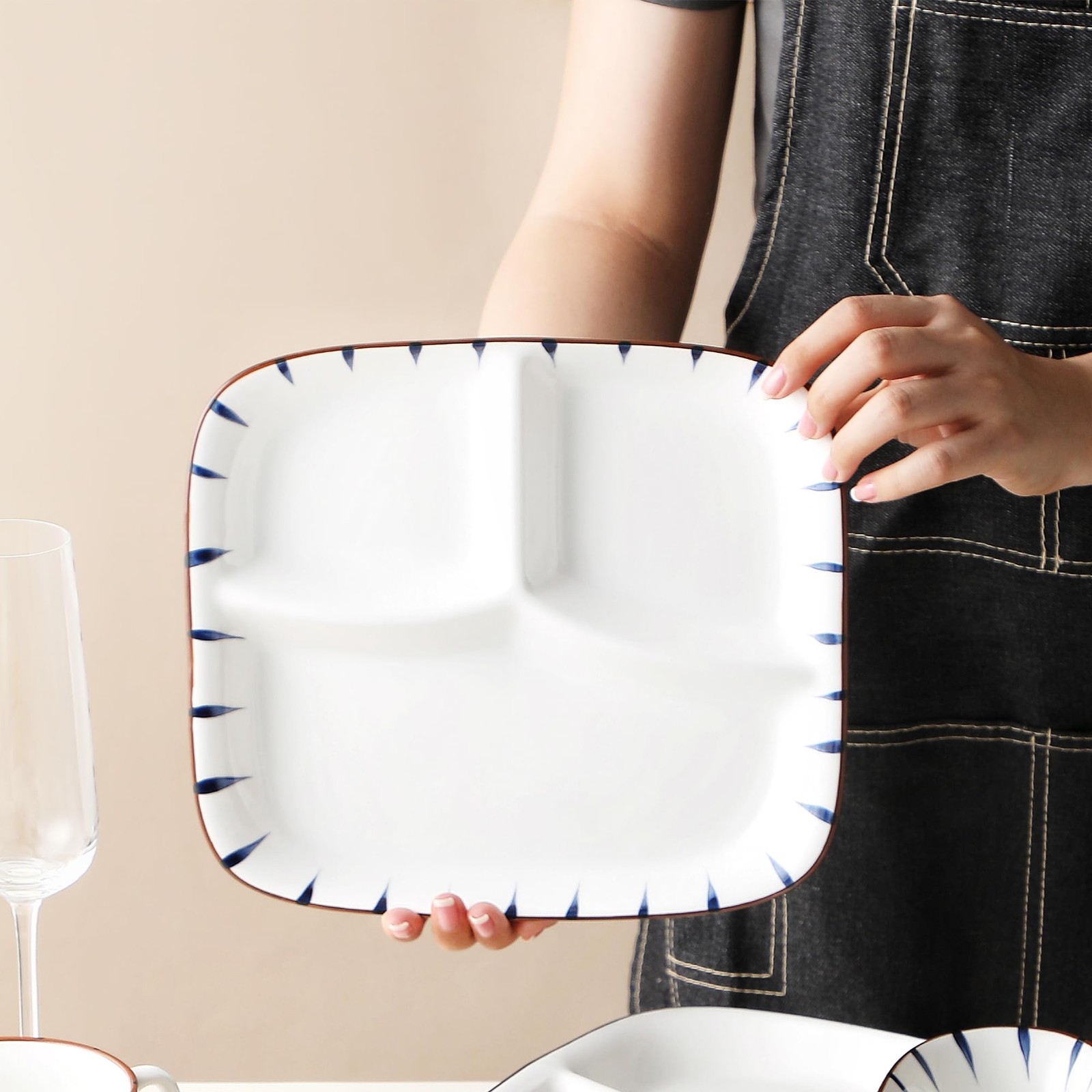 Acyhggi Ceramic Divided Porcelain – 10 Inch Breakfast Lunch Bowl Portion