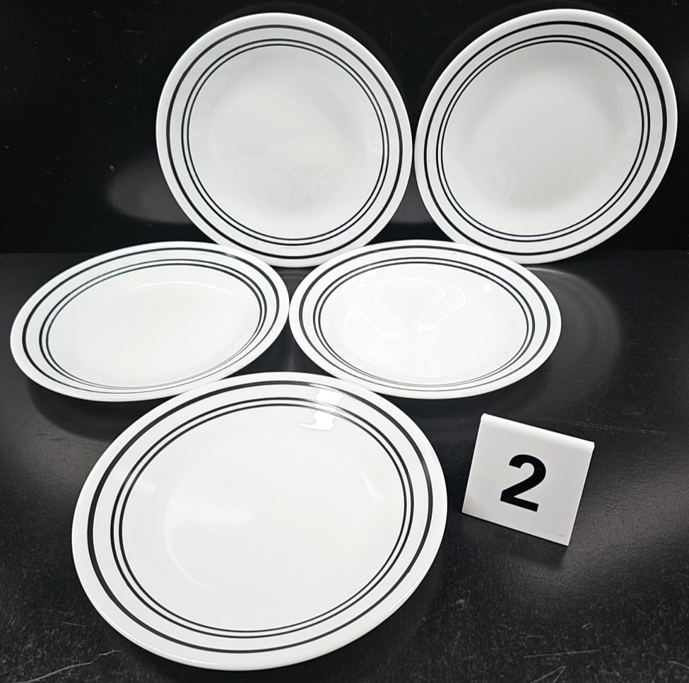 15 Corelle Classic Cafe Black Bread Plates Set Corning Livingware Rings Dish Lot