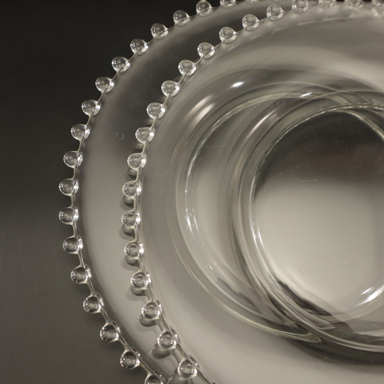 Imperial Glass Candlewick SALAD PLATES Set of 2 Beaded Edge Clear 8 1/8in Vtg