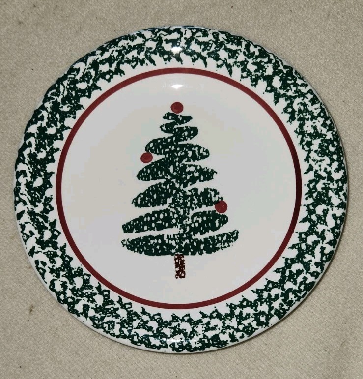 Furio Home VTG 1997 Holiday Christmas Tree Plate 8″ Spongeware Edge