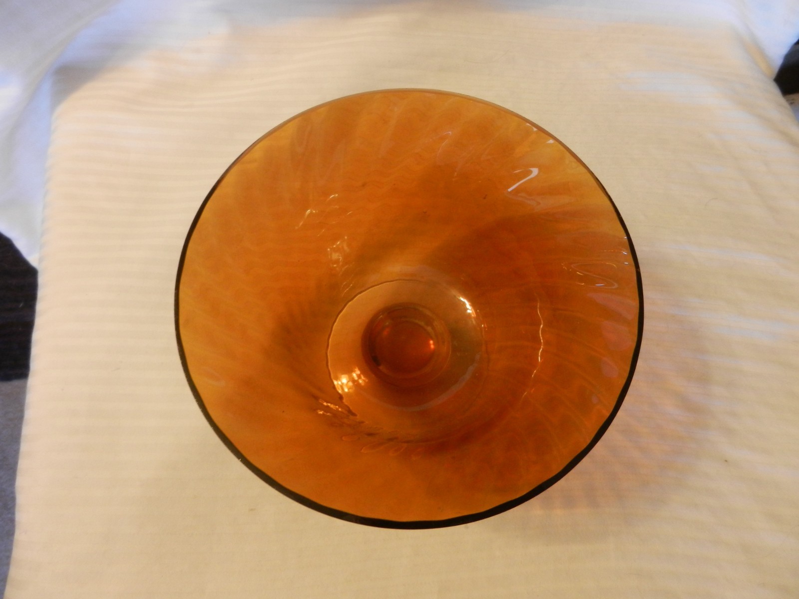 Brown Amber & Clear Glass Pedestal Fruit or Flower Bowl from FTD