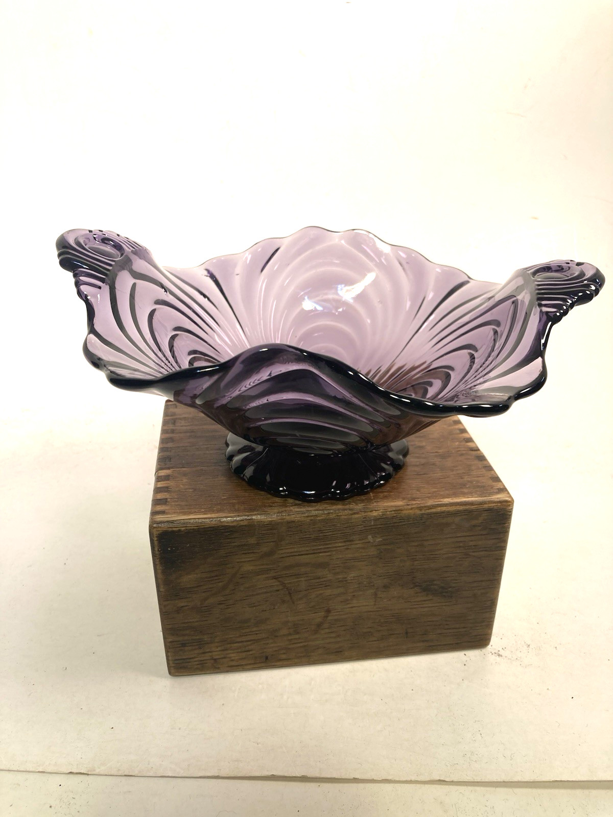 Vintage Purple Glass Dish, server, candy dish, compote, irradiated