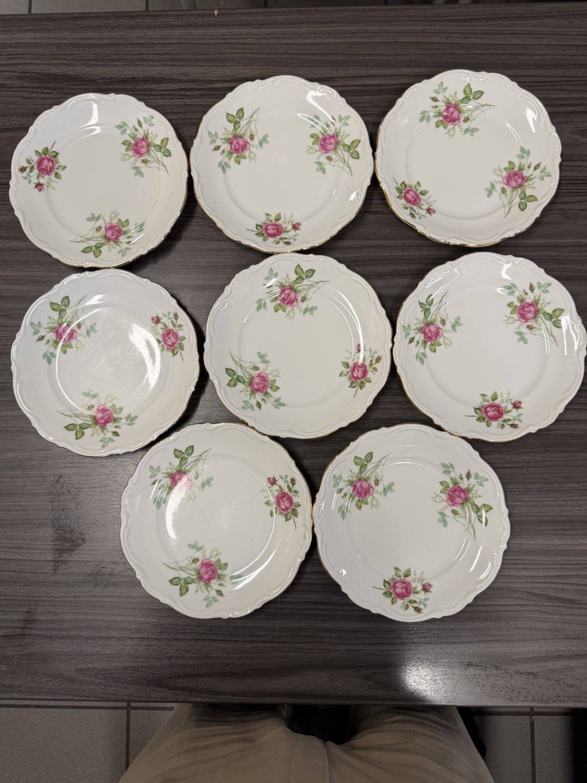 Mitterteich China Bavaria Germany Old Dresden Rose 7 3/4″ Salad Plate (Set of 8)