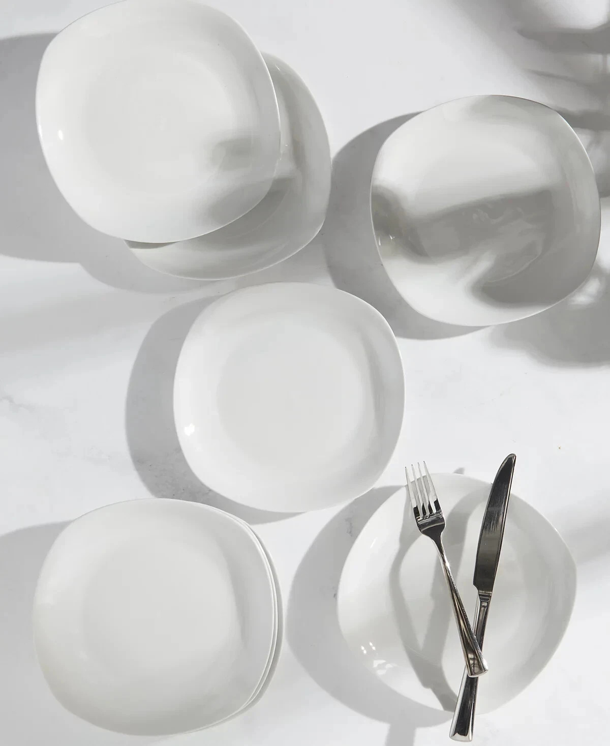 Studio Tu Ceramic 4-Piece Square Ceramic Salad Plates, White