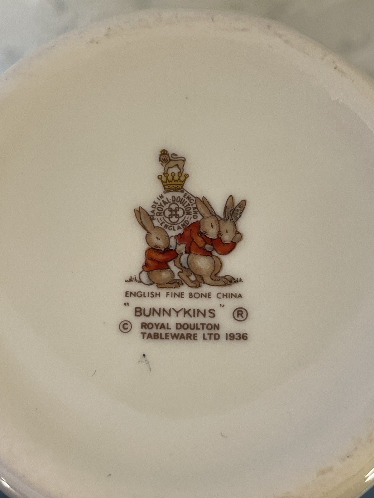 1936 Royal Doulton Bunnykins Bone China Easter Children Bowl And Cup Set England