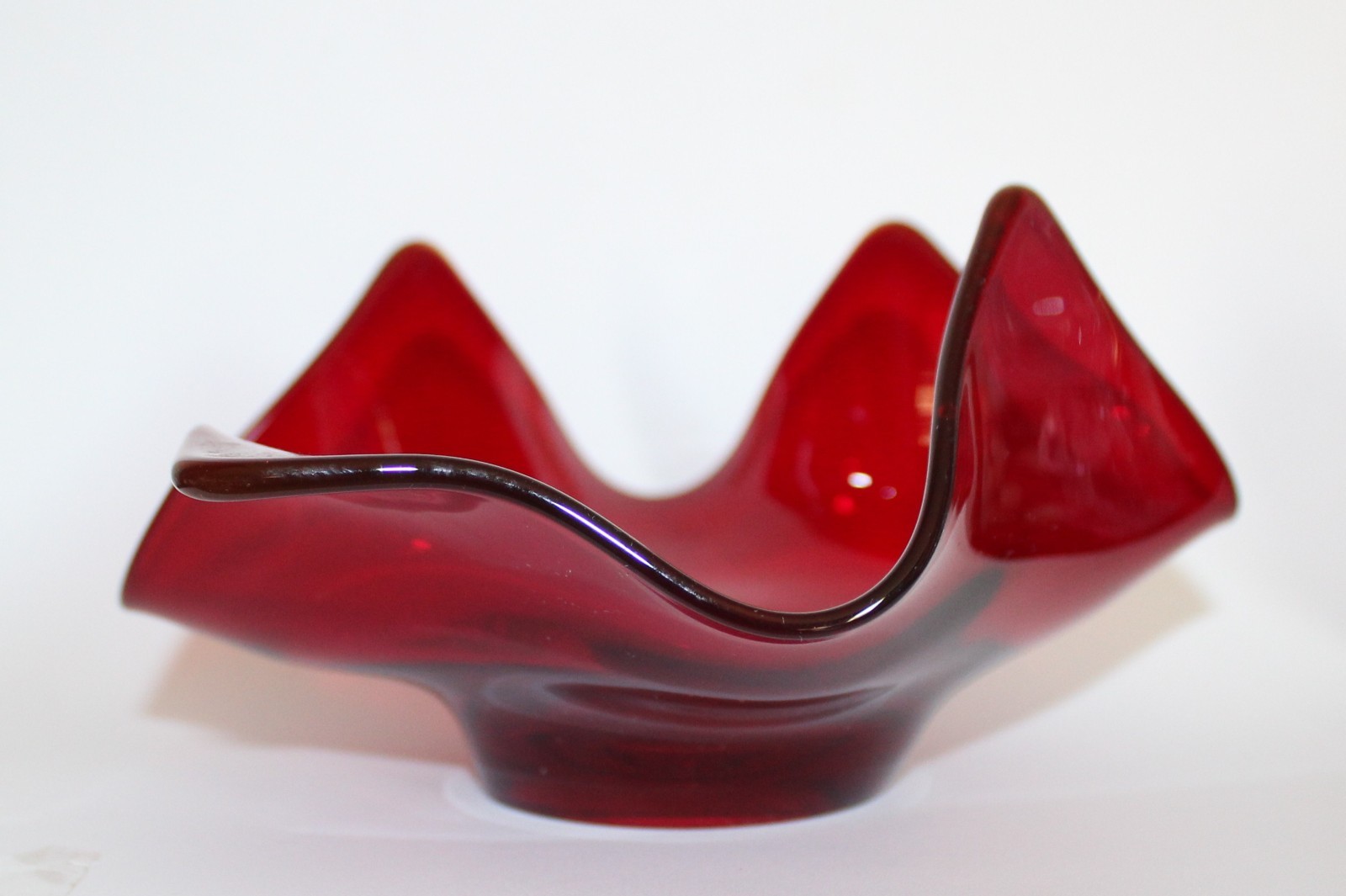 RUBY RED CANDY DISH UNIQUE SHAPE